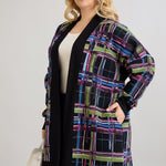 Lange Baumwoll-Strickjacke mit Taschen - schwarz – Schwarz