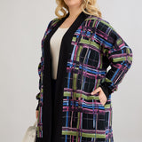 Lange Baumwoll-Strickjacke mit Taschen - schwarz – Schwarz