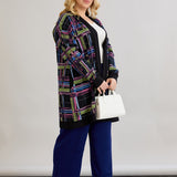 Lange Baumwoll-Strickjacke mit Taschen - schwarz – Schwarz