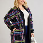 Lange Baumwoll-Strickjacke mit Taschen - schwarz – Schwarz