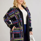 Lange Baumwoll-Strickjacke mit Taschen - schwarz – Schwarz