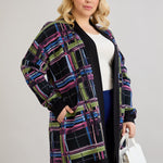 Lange Baumwoll-Strickjacke mit Taschen - schwarz in ubergrossen