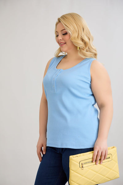 Baumwolltop mit Teakholzverschluss - Blau