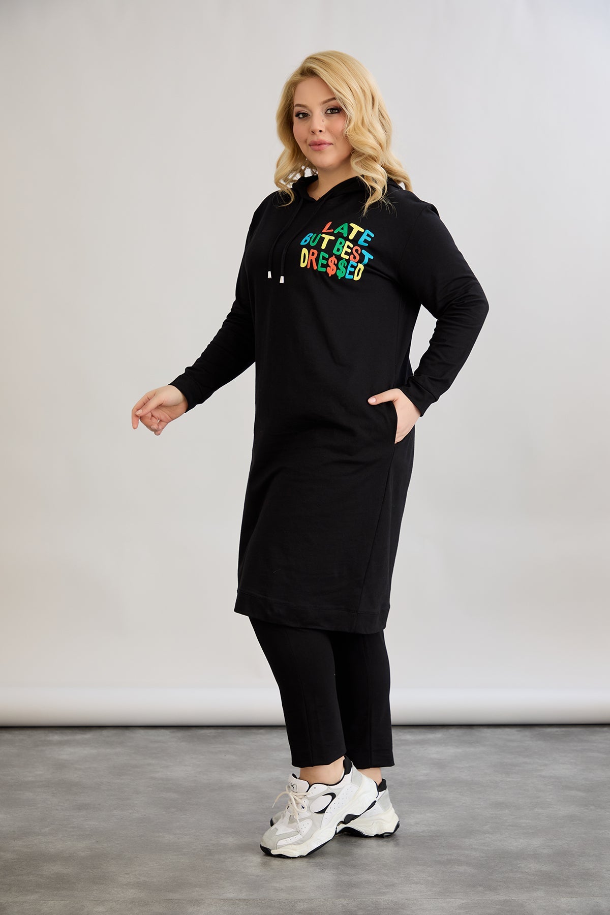 Baumwoll-Tunika-Kleid mit Print