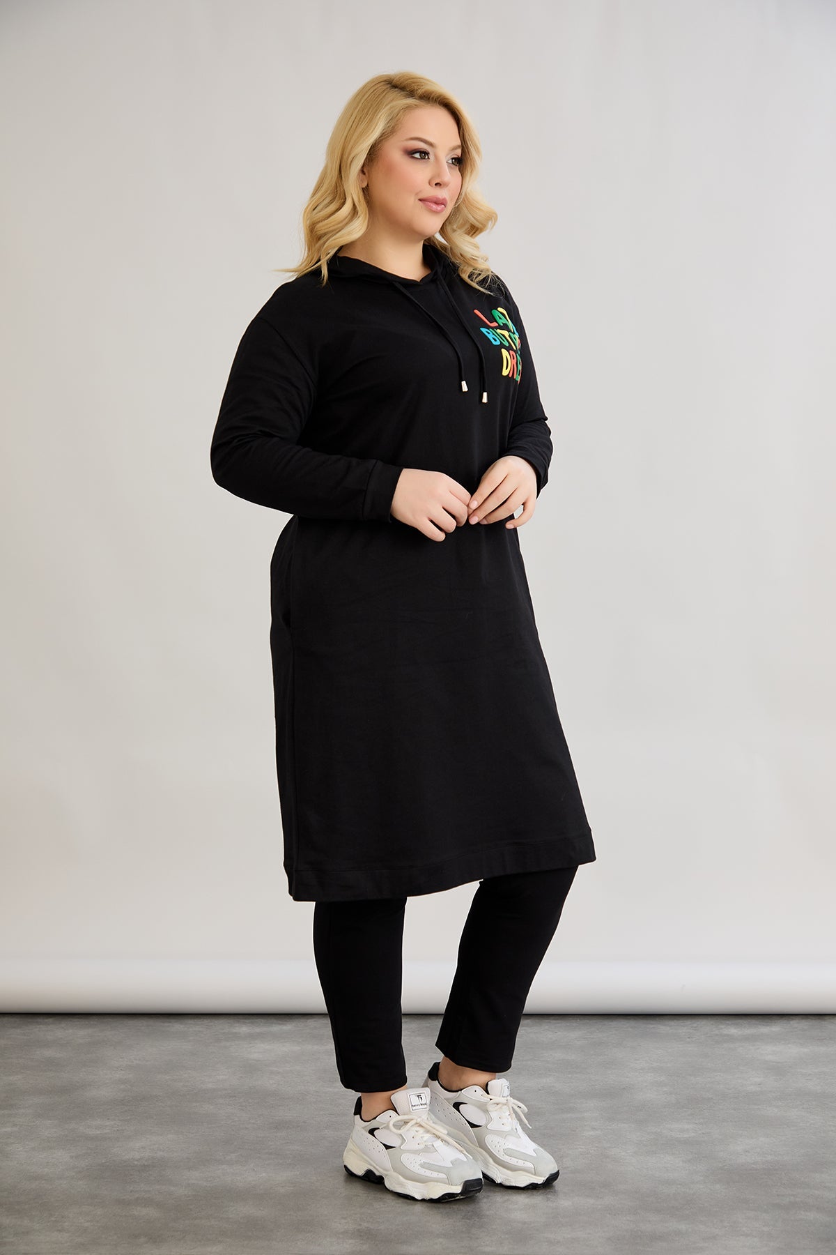Baumwoll-Tunika-Kleid mit Print