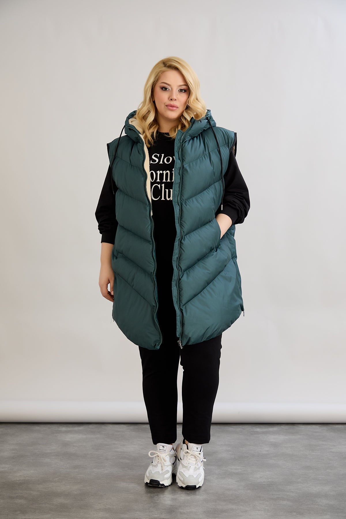 Warme Weste – Oversize - Grün