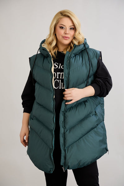 Warme Weste – Oversize - Grün