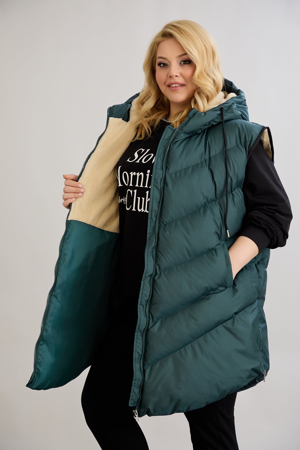 Warme Weste – Oversize in Übergrößen - Grün