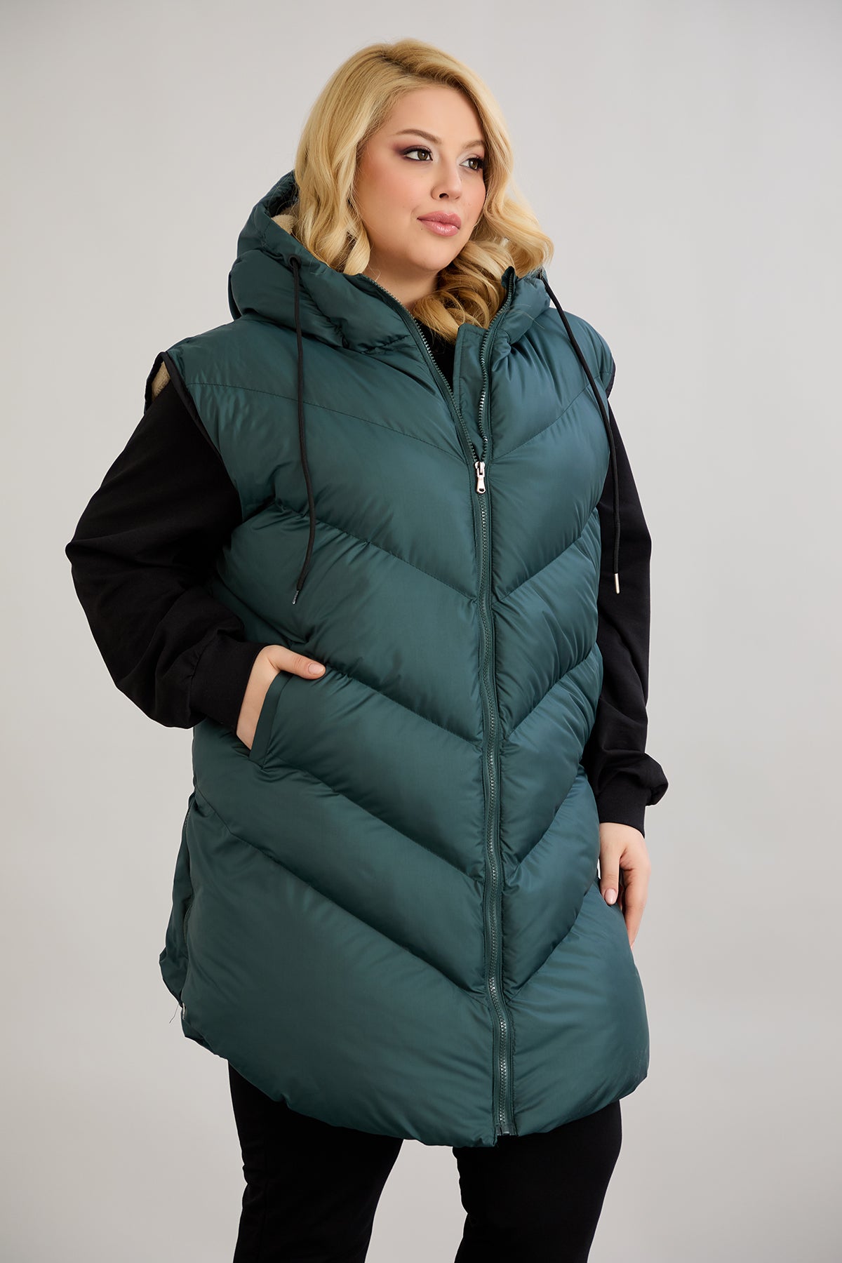 Warme Weste – Oversize - Grün