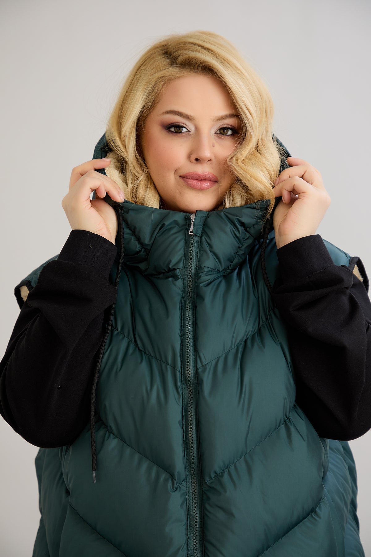 Warme Weste – Oversize - Grün