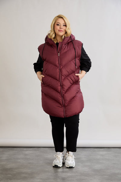 Warme Weste – Oversize - Weinrot