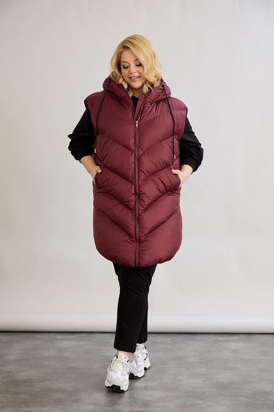 Warme Weste – Oversize - Weinrot