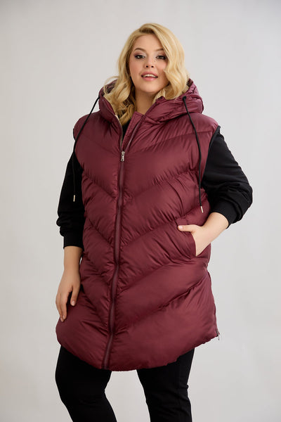 Warme Weste – Oversize - Weinrot