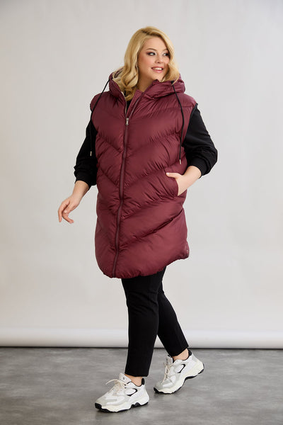 Warme Weste – Oversize - Weinrot