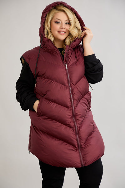 Warme Weste – Oversize - Weinrot