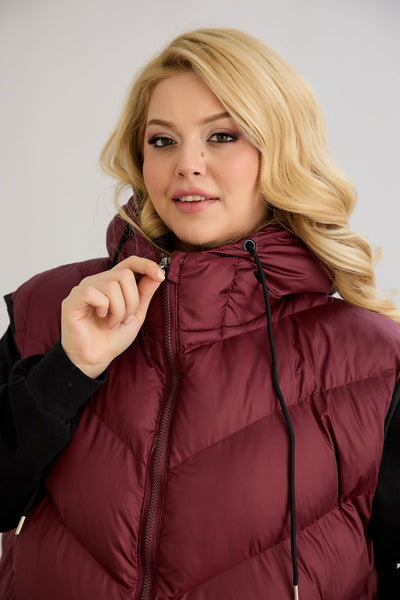 Warme Weste – Oversize - Weinrot