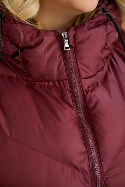 Warme Weste – Oversize - Weinrot