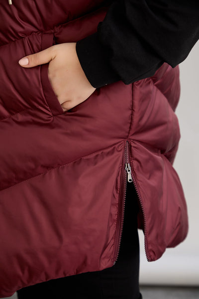 Warme Weste – Oversize - Weinrot