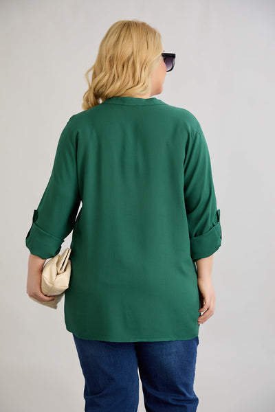 Bluse aus Viskose mit Reißverschluss am Halsausschnitt - Grün