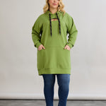 Langes Hoodie mit Cut-Out - Grün – Grün