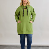 Langes Hoodie mit Cut-Out - Grün – Grün