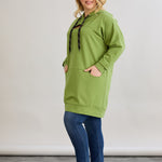 Langes Hoodie mit Cut-Out - Grün – Grün