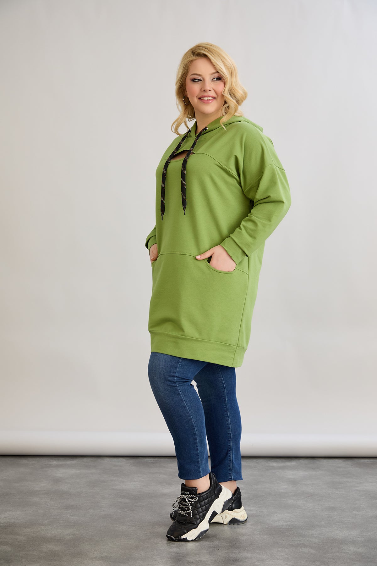 Langes Hoodie mit Cut-Out - Grün – Grün