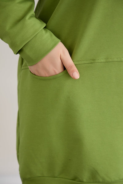 Langes Hoodie mit Cut-Out - Grün