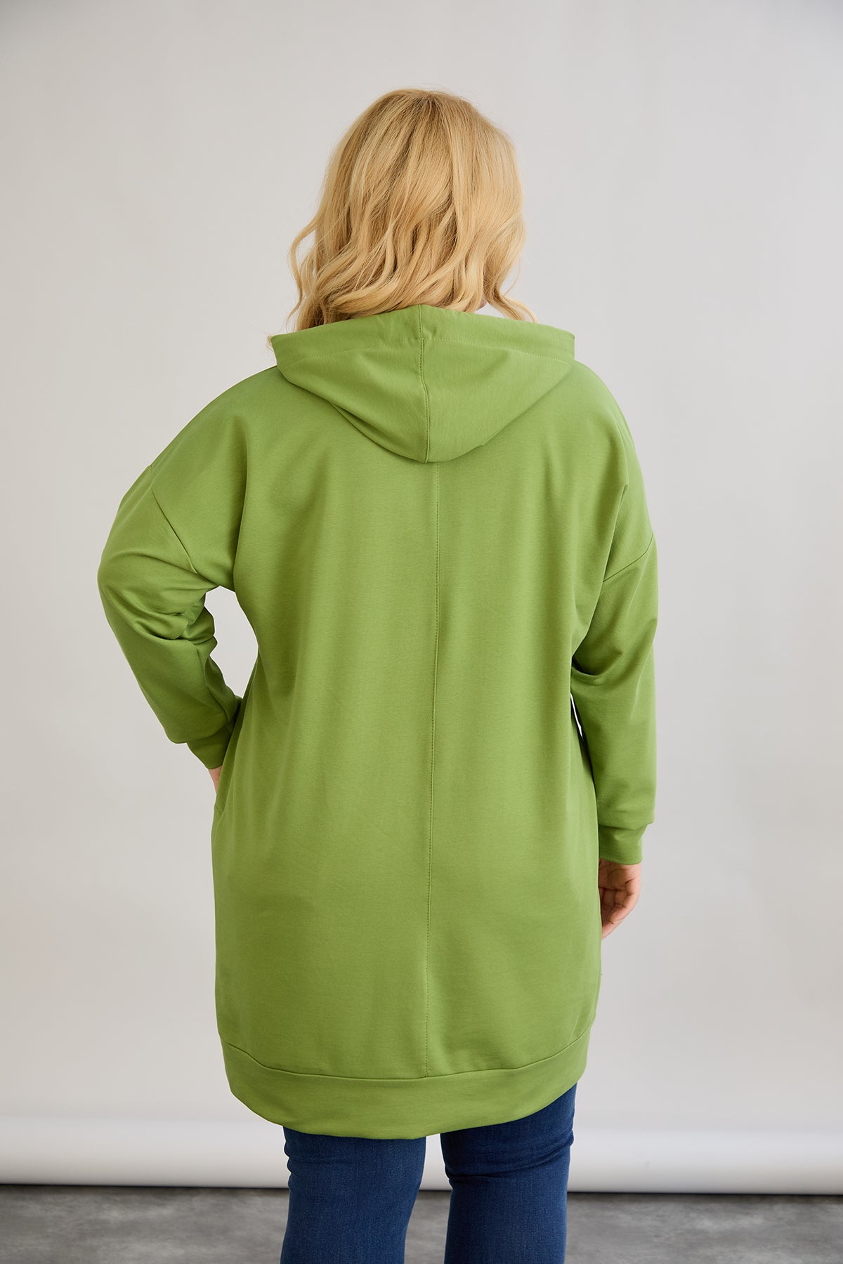 Langes Hoodie mit Cut-Out - Grün