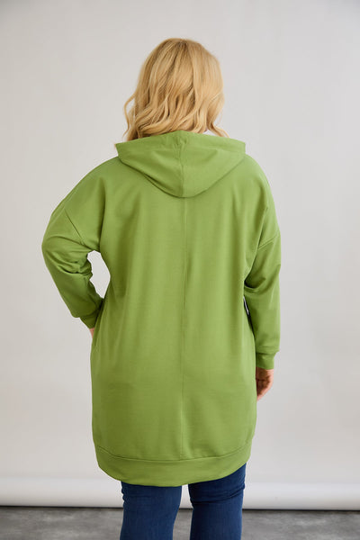 Langes Hoodie mit Cut-Out - Grün