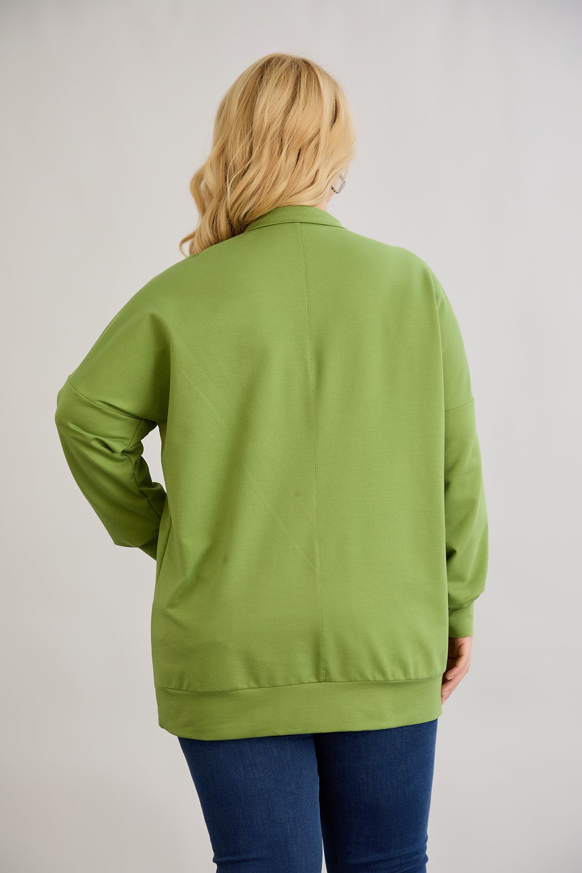 Zip-Hoodie mit dekorativen Nähten - Grün