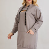 Langes Hoodie mit Cut-Out - Grau – Grau