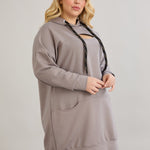 Langes Hoodie mit Cut-Out - Grau – Grau