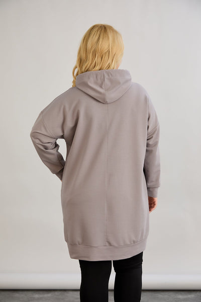 Langes Hoodie mit Cut-Out - Grau