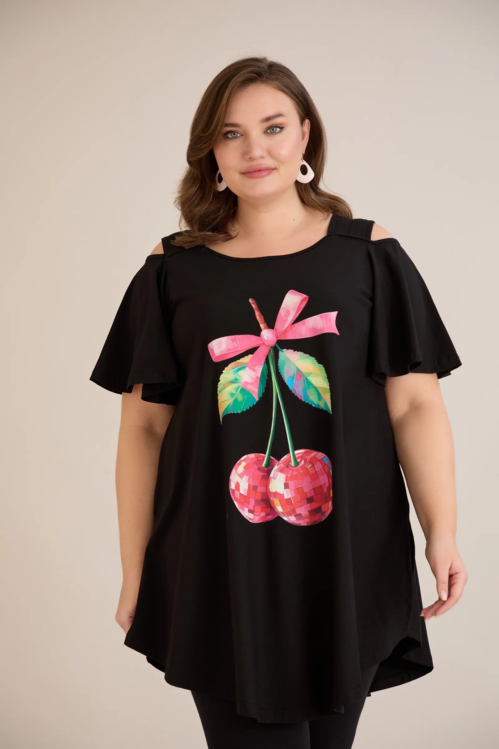 Sommerliche Baumwolltunika mit Print - Schwarz – Schwarz