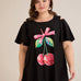 Sommerliche Baumwolltunika mit Print - Schwarz