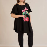 Sommerliche Baumwolltunika mit Print - Schwarz – Schwarz