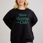 Casual-bluse mit Schriftzug „Slow Morning“ - Grün – Grün