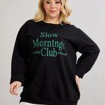 Casual-bluse mit Schriftzug „Slow Morning“ - Grün – Grün