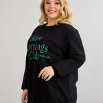 Casual-bluse mit Schriftzug „Slow Morning“ - Grün – Grün