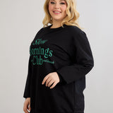 Casual-bluse mit Schriftzug „Slow Morning“ - Grün – Grün