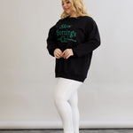 Casual-bluse mit Schriftzug „Slow Morning“ - Grün – Grün