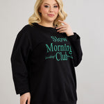 Casual-bluse mit Schriftzug „Slow Morning“ - Grün – Grün