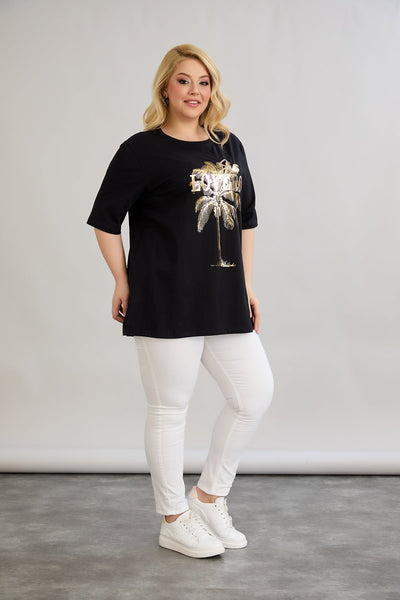 Baumwoll-T-Shirt Sun Lovers - Schwarz