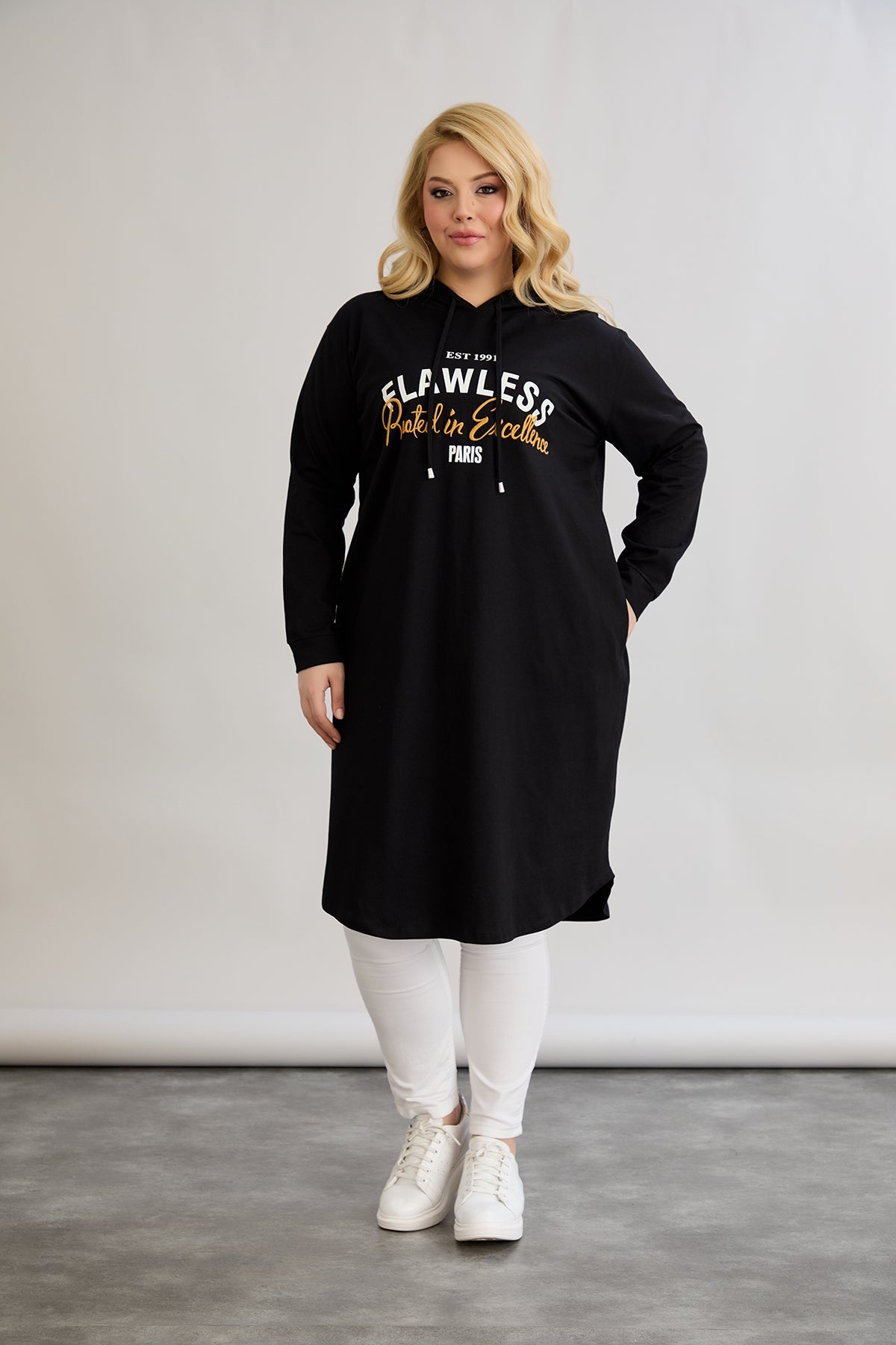 Baumwoll-Tunika-Kleid mit Print
