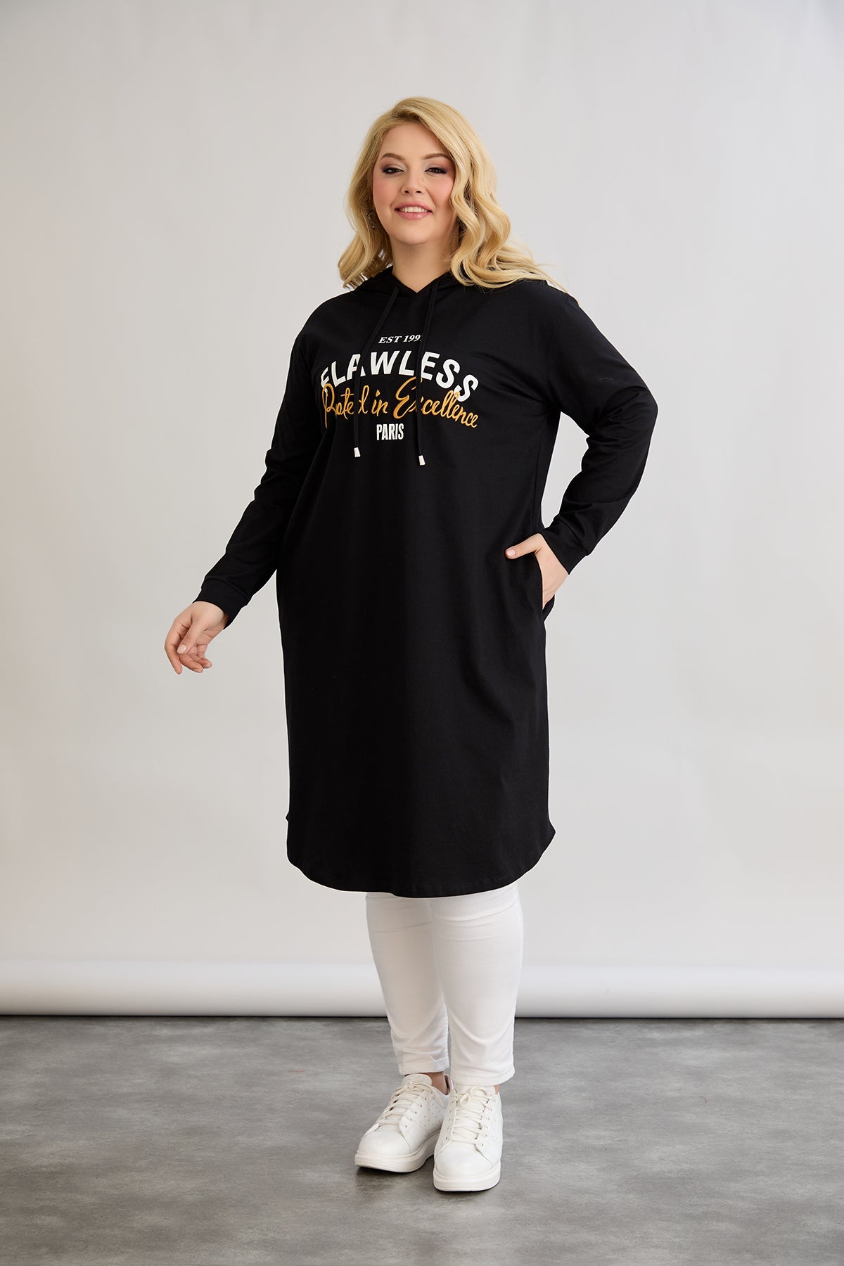 Baumwoll-Tunika-Kleid mit Print
