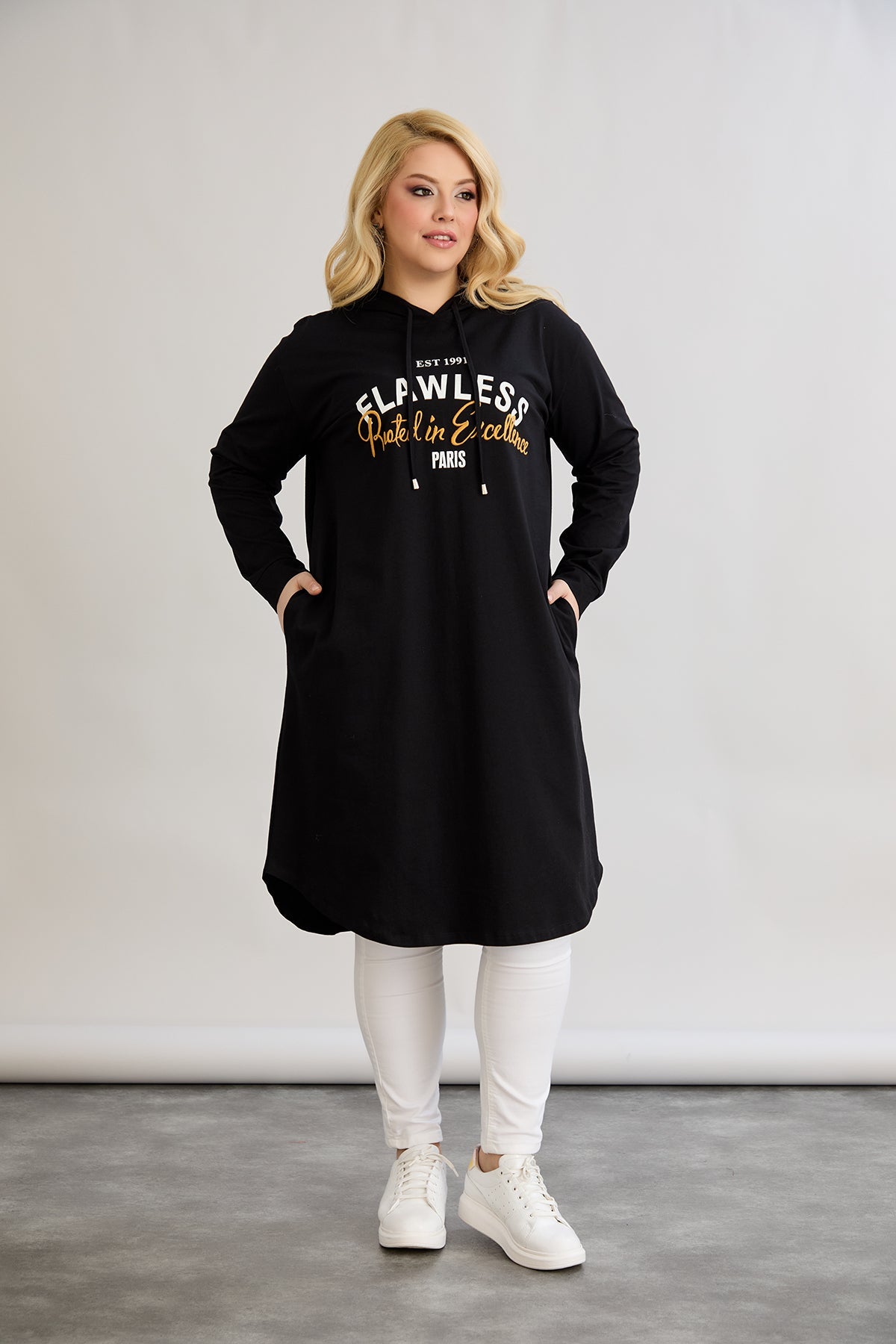 Baumwoll-Tunika-Kleid mit Print