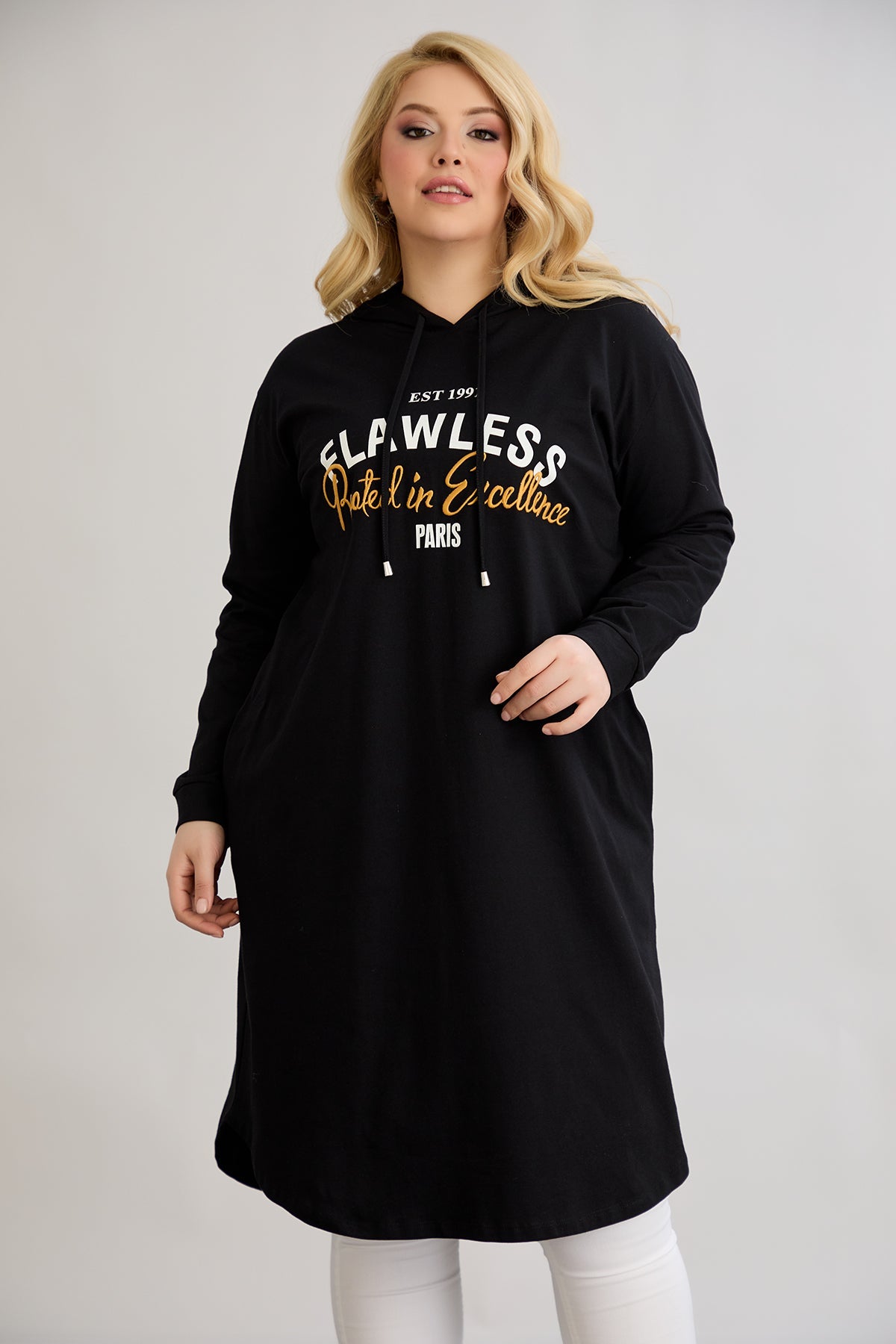 Baumwoll-Tunika-Kleid mit Print