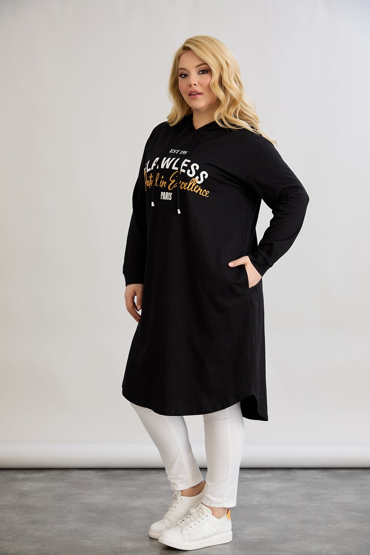 Baumwoll-Tunika-Kleid mit Print