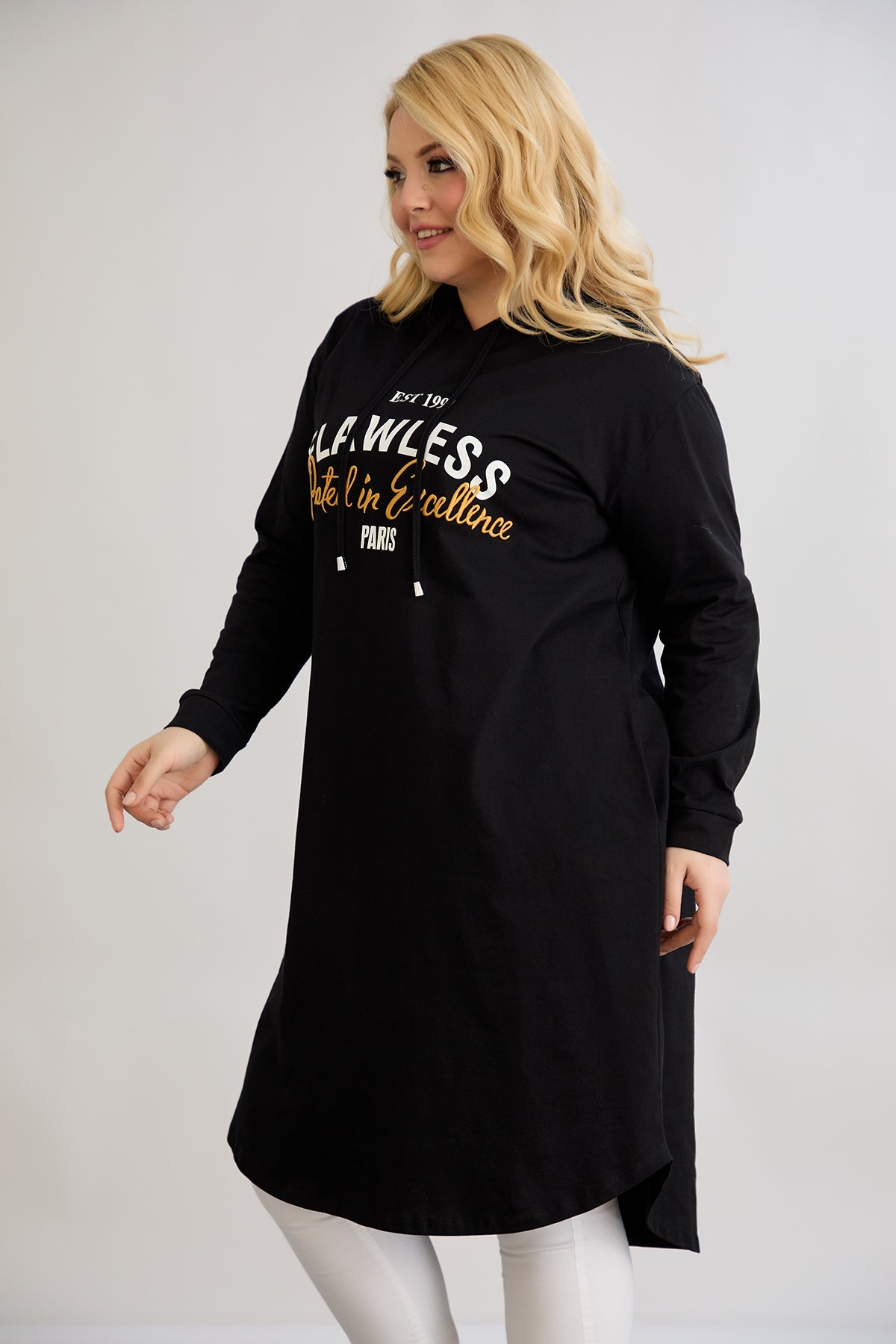 Baumwoll-Tunika-Kleid mit Print
